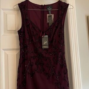 Adrianna Papell Deep Purple Beaded Gown